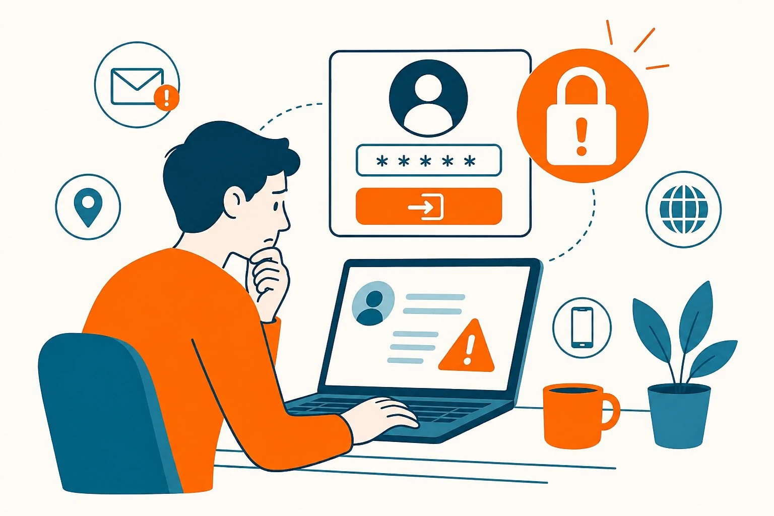 Utente controlla dal computer un possibile accesso non autorizzato al proprio account.