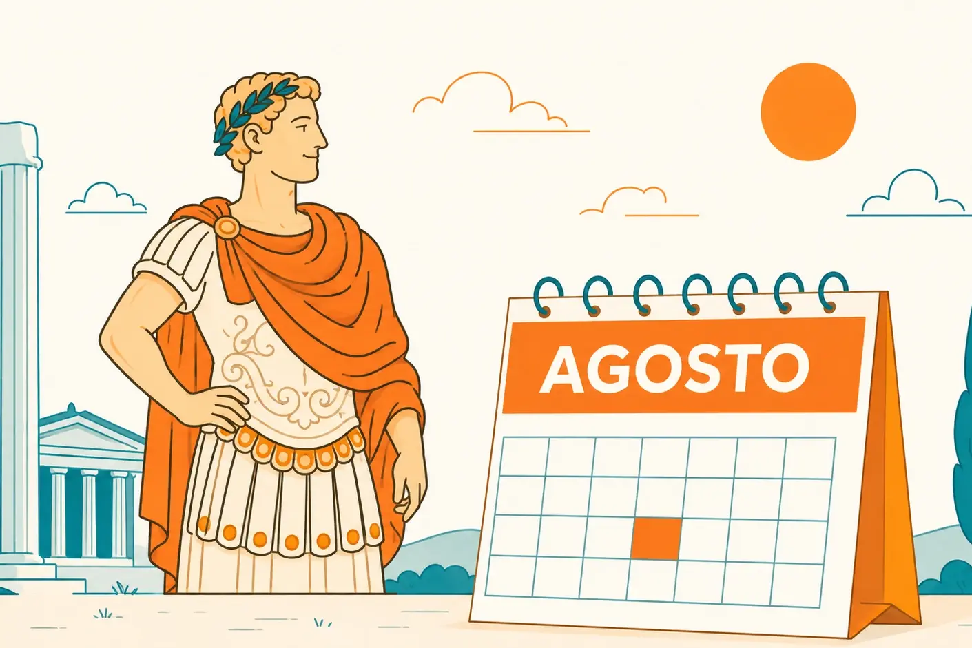 Why August is called August, illustration of Emperor Augustus and the Roman calendar